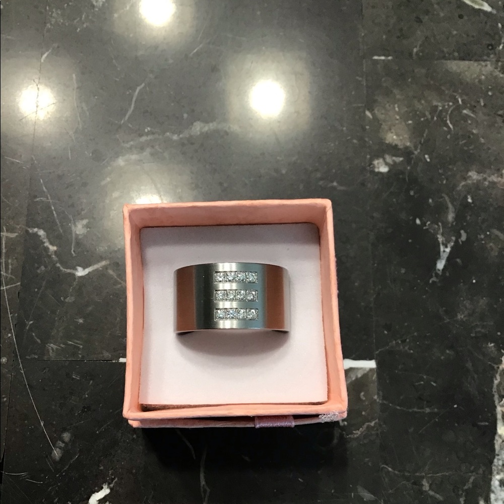 TeNo Stainless & Diamond Ring size 5.75